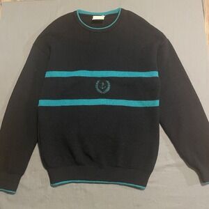 Irish Wool Black And Green Striped Sweater Size XL